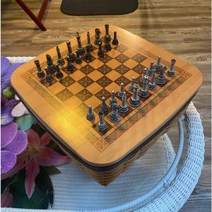 Longaberger Chess Basket with all pieces Very Rare New Condition